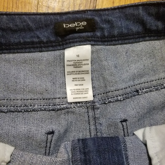 🔮BEBE GIRLS Faded Jeans Butterfly Bling Size 16 - Picture 4 of 6